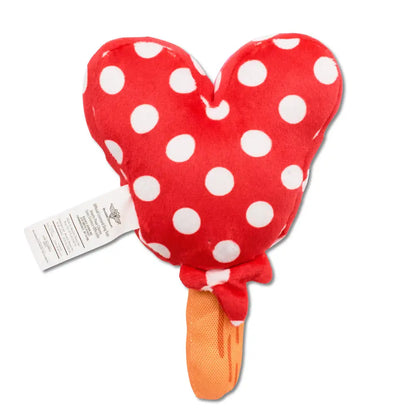 Dog Toy Squeaker Plush - Minnie Mouse Ice Cream with Ears and Bow Red - Dog Toy Squeaky Plush