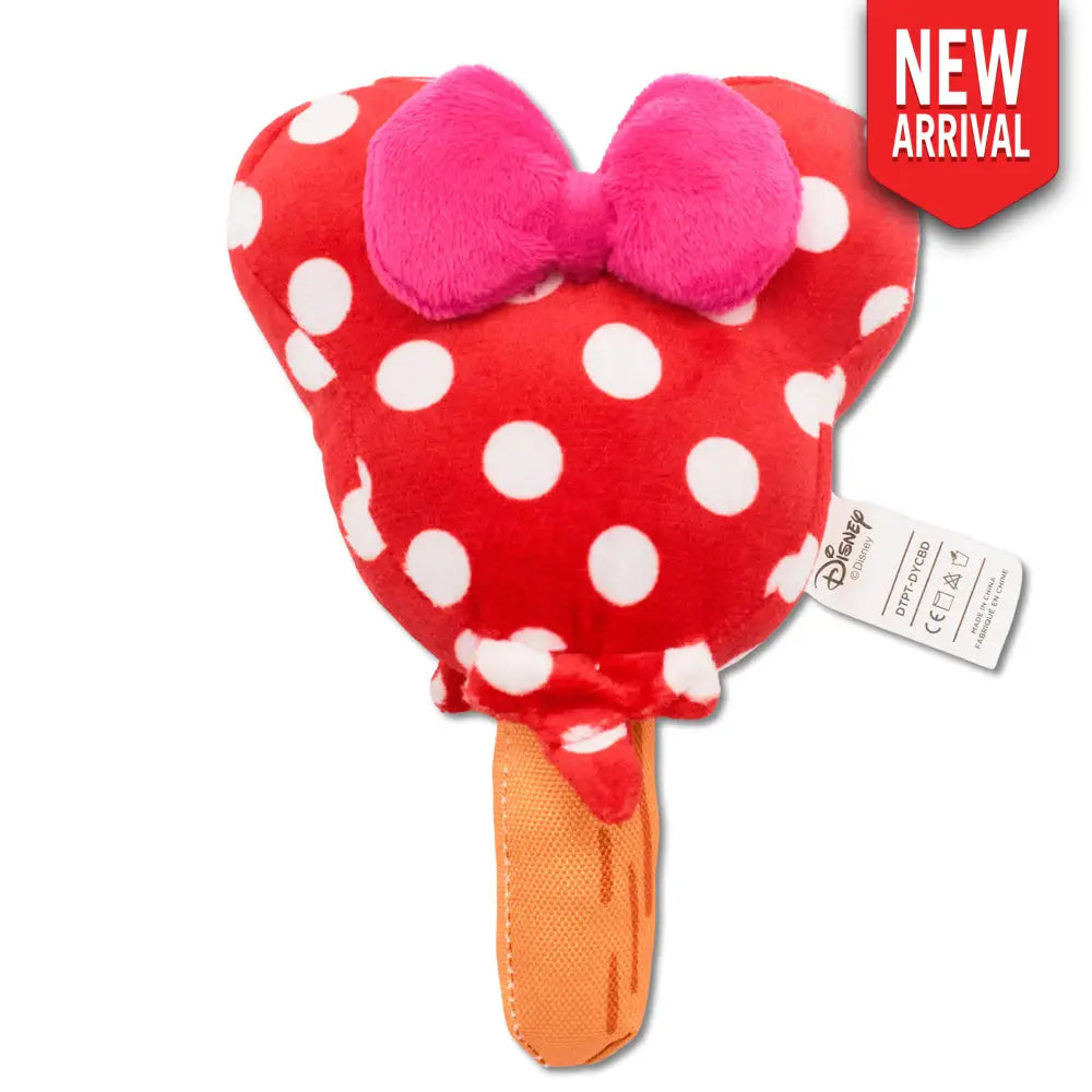 Dog Toy Squeaker Plush - Minnie Mouse Ice Cream with Ears and Bow Red - Dog Toy Squeaky Plush