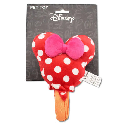 Dog Toy Squeaker Plush - Minnie Mouse Ice Cream with Ears and Bow Red - Dog Toy Squeaky Plush