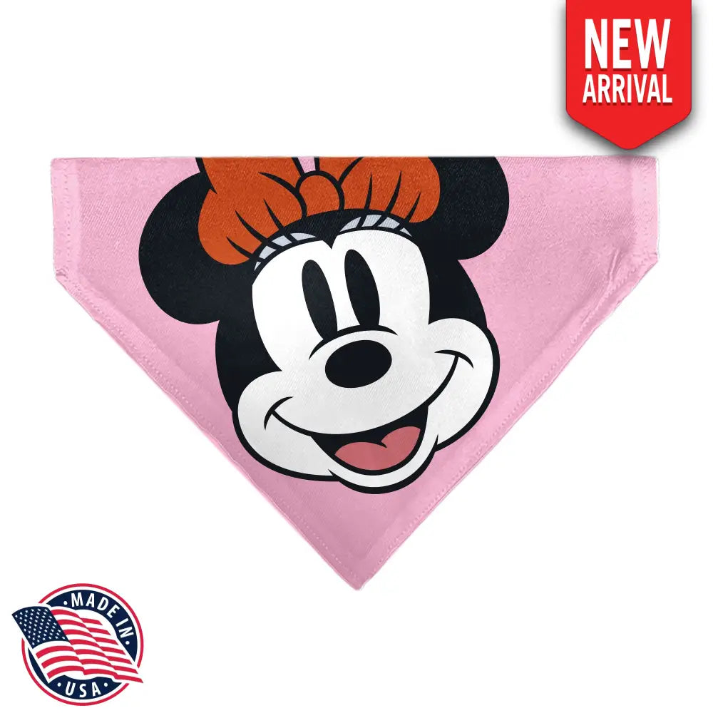 Pet Bandana - Minnie Mouse Smiling Face Close-Up Pink Pet Bandanas