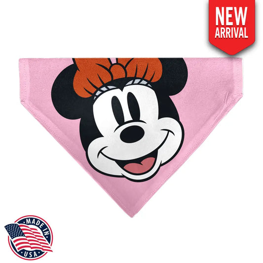 Pet Bandana - Minnie Mouse Smiling Face Close-Up Pink Pet Bandanas