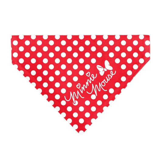 Pet Bandana - MINNIE MOUSE Autograph Script Polka Dot Red/White Pet Bandanas