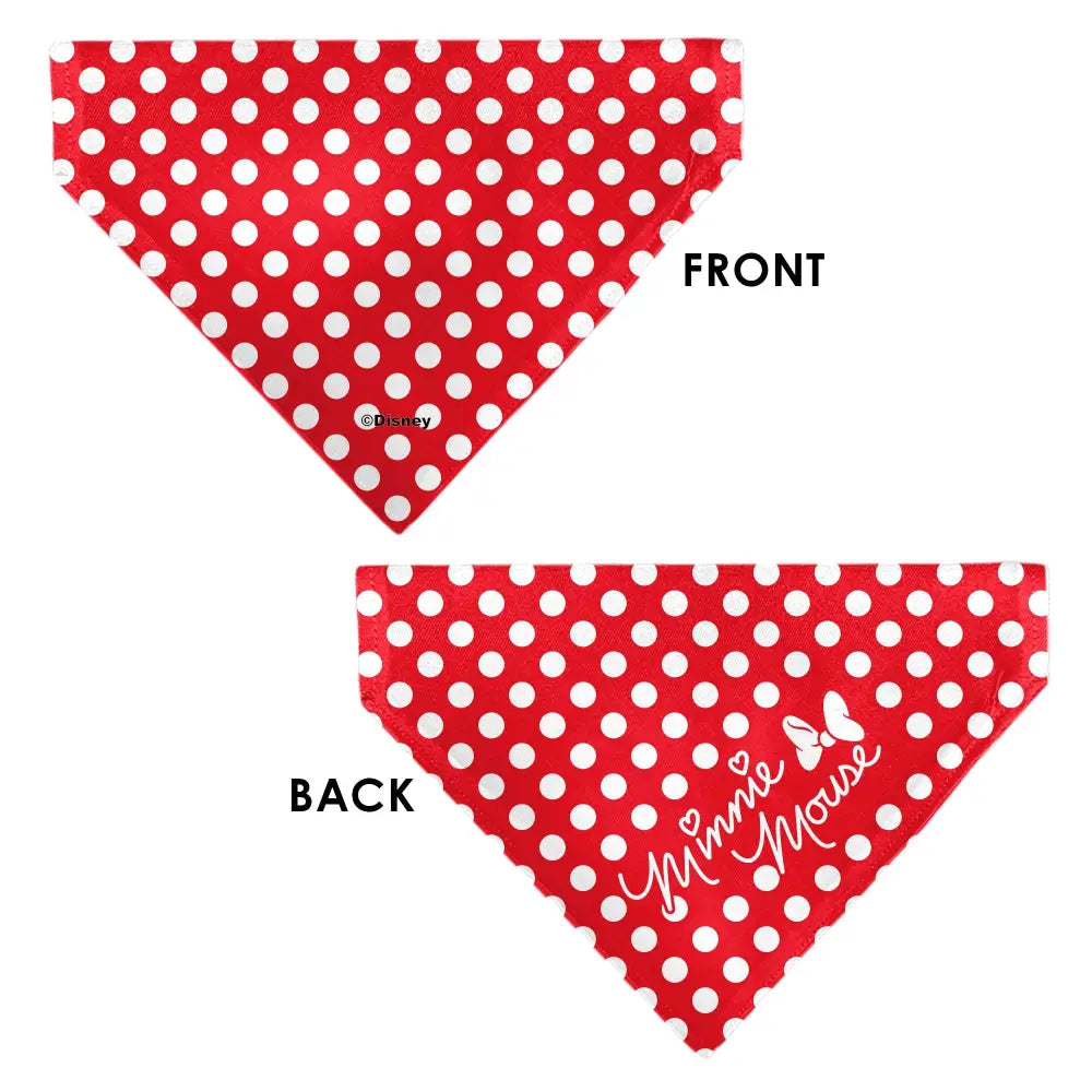 Pet Bandana - MINNIE MOUSE Autograph Script Polka Dot Red/White Pet Bandanas