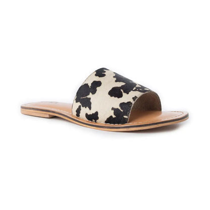 Myra Mojave Herd Hairon Leather Sandals in Creamhide White - Shoes