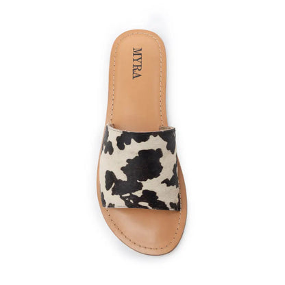 Myra Mojave Herd Hairon Leather Sandals in Creamhide White - Shoes