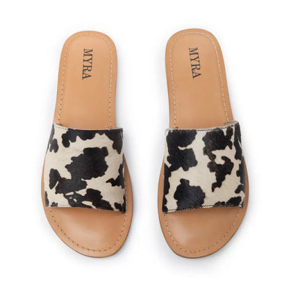 Myra Mojave Herd Hairon Leather Sandals in Creamhide White - Shoes