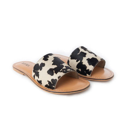 Myra Mojave Herd Hairon Leather Sandals in Creamhide White - Shoes