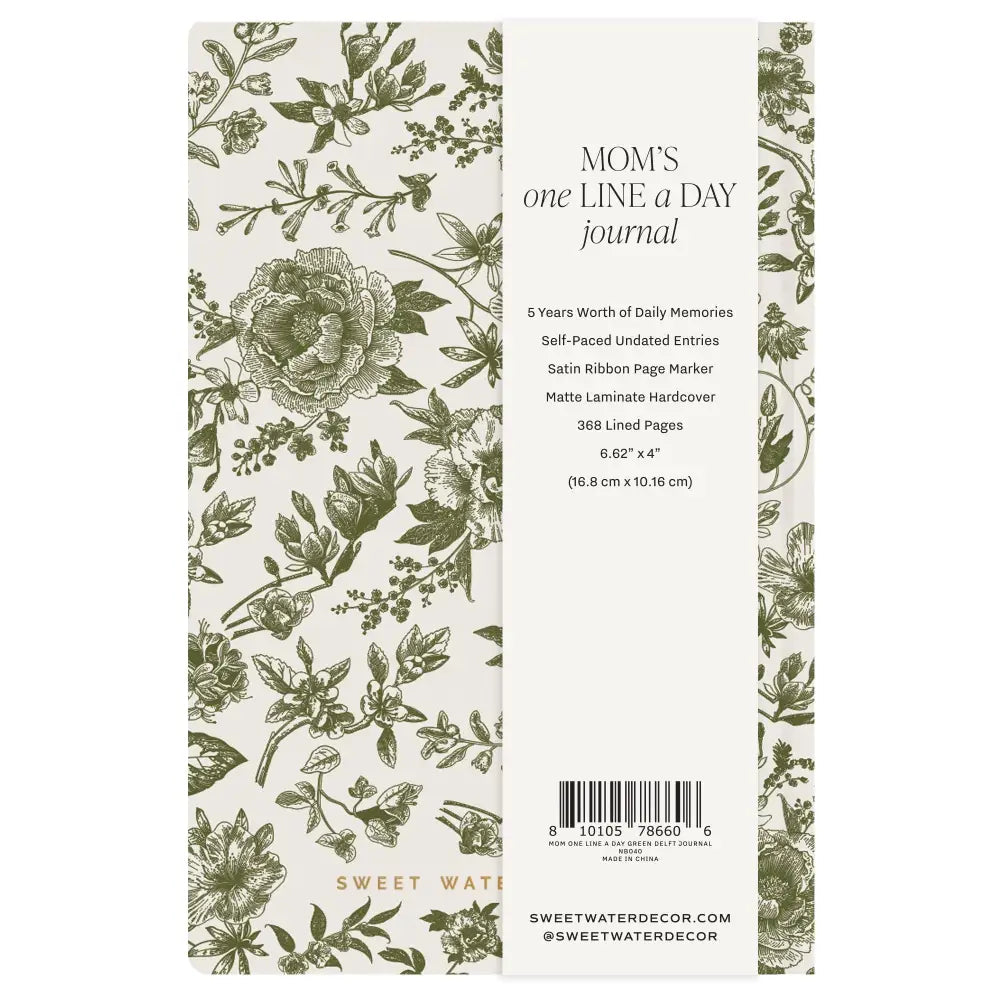 Mom’s One Line A Day Green Delft Leather Journal Notebooks