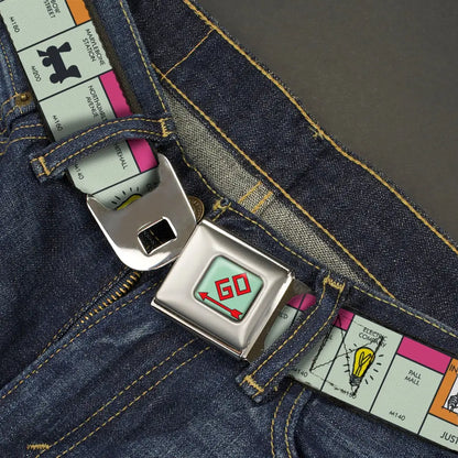 Monopoly GO Space Full Color Seatbelt Belt - Monopoly British UK Game Board Space Blocks Webbing Seatbelt Belts