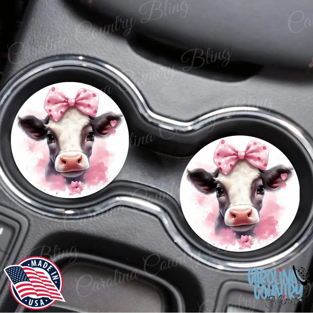 Moo You Pink Car Coaster