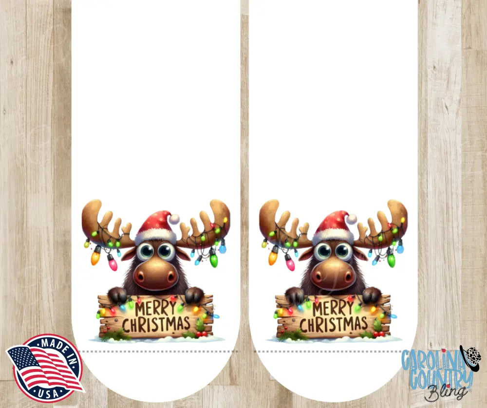 Moosey Christmas – White Socks