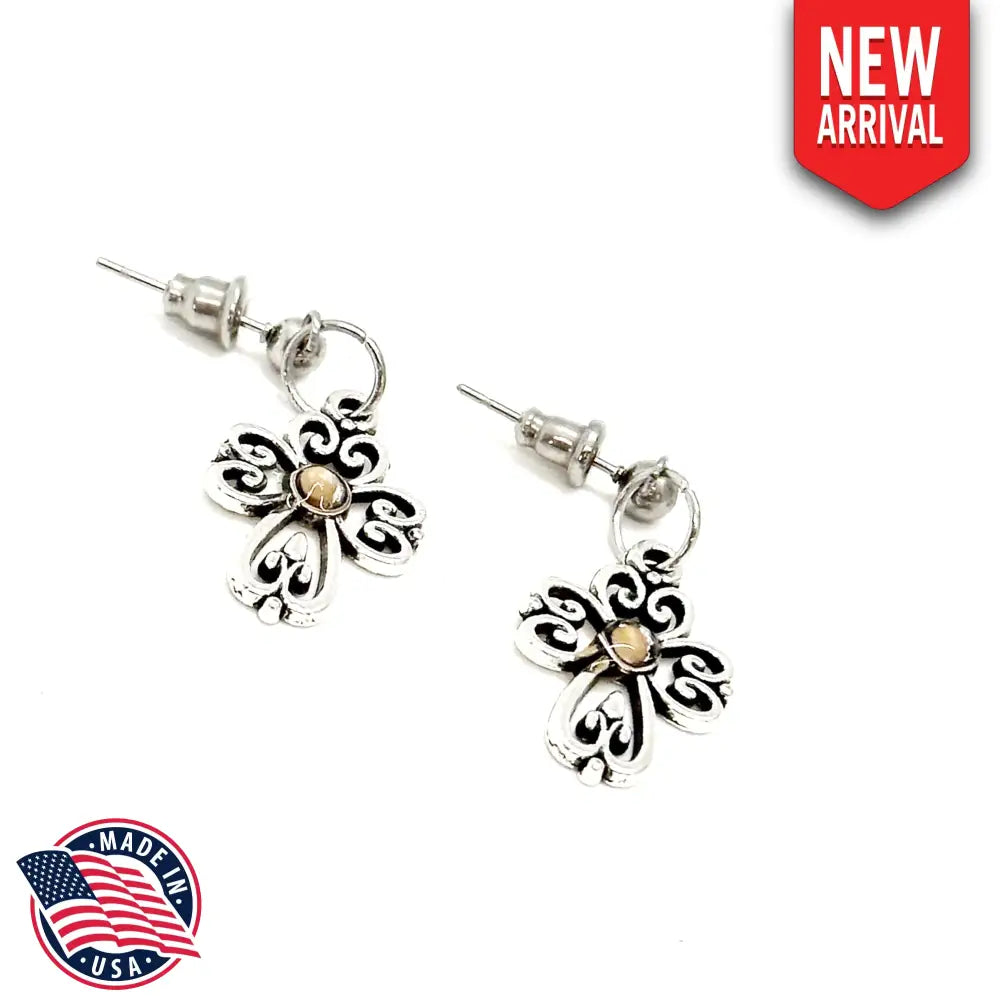 Mustard Seed Silvertone Small Cross Earrings Mustard Seed Jewelry Matthew 17 20 Christian Jewelry Bible Verse Gift