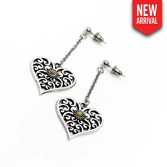 Mustard Seed Dangle Heart - Earrings - Earrings