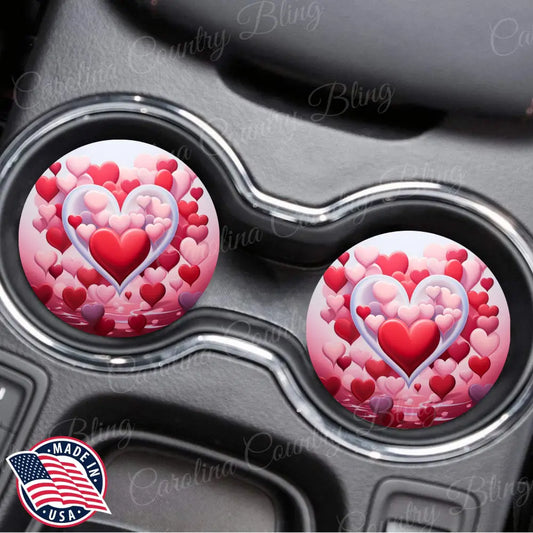 My Heart Beats For You Pink Car Coaster