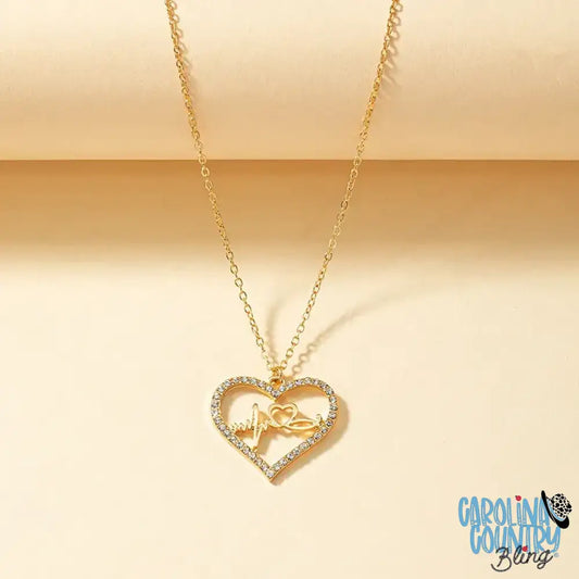 My Heart Beats Gold Necklace