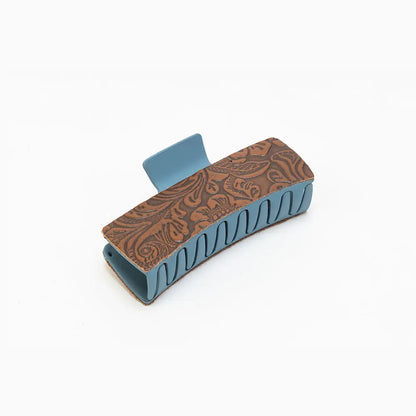 Myra Fairbank Embossed Leather Hair Clip in Ocean Oak - Ocean Oak - Jewelry