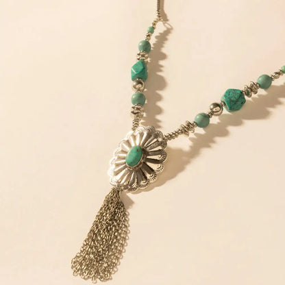 Myra Relic Pendant Necklace in Turquoise Vein - Turquoise Vein - JEWELLRY
