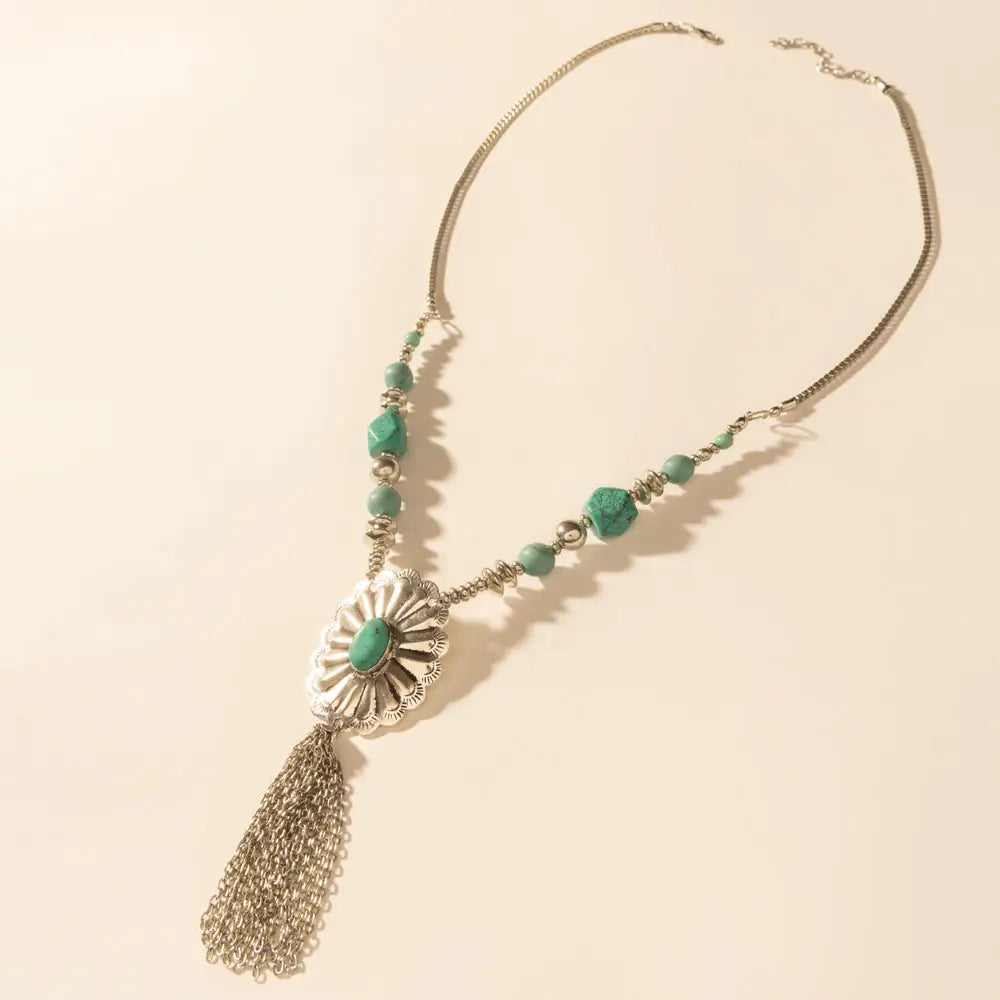Myra Relic Pendant Necklace in Turquoise Vein - Turquoise Vein - JEWELLRY