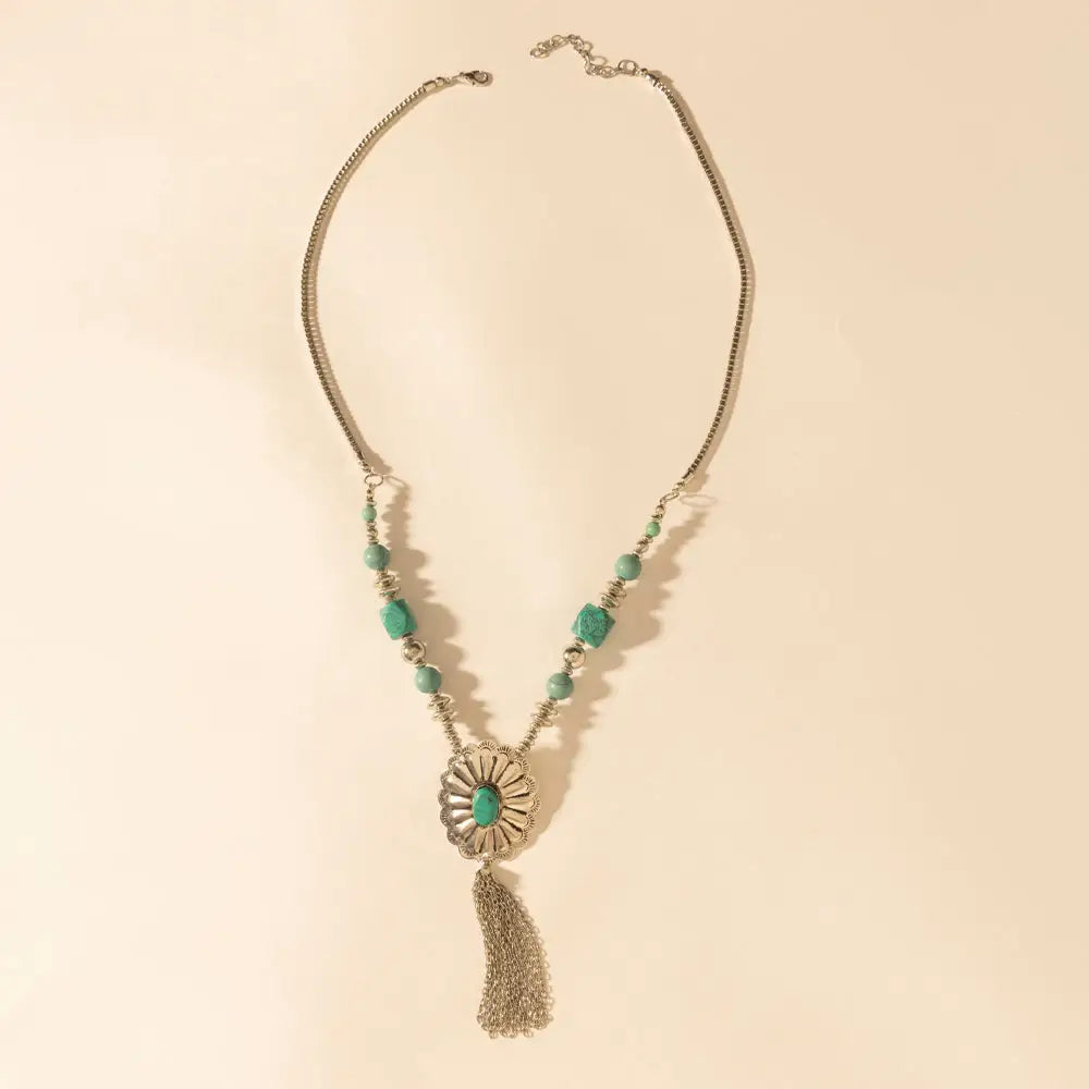 Myra Relic Pendant Necklace in Turquoise Vein - Turquoise Vein - JEWELLRY