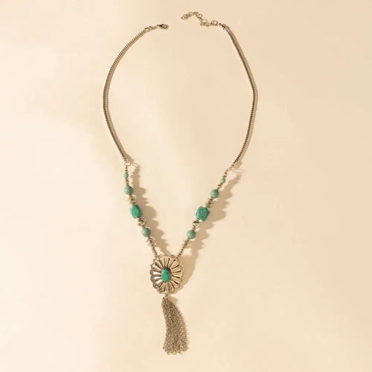 Myra Relic Pendant Necklace in Turquoise Vein - Turquoise Vein - JEWELLRY