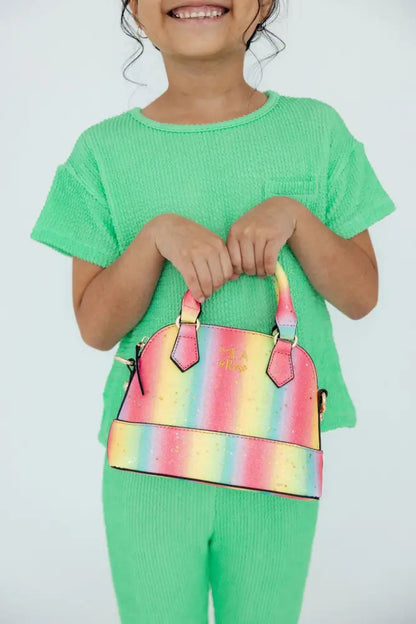 Neon Rainbow Glitter Girl’s Crossbody Purse - Purse