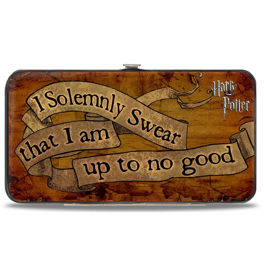 Hinged Wallet - Harry Potter I SOLEMNLY SWEAR THAT I AM UP TO NO GOOD Banner Tan Black Hinged Wallets