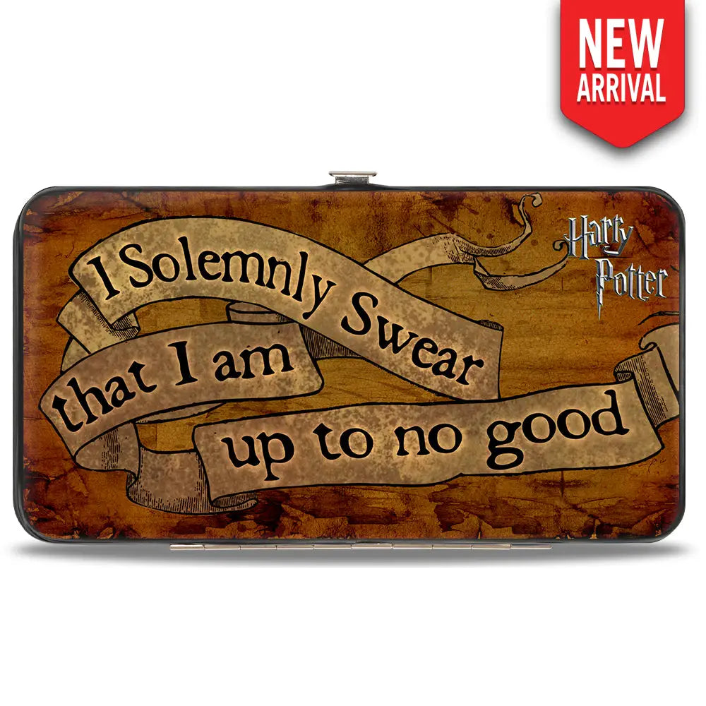 Hinged Wallet - Harry Potter I SOLEMNLY SWEAR THAT I AM UP TO NO GOOD Banner Tan Black Hinged Wallets