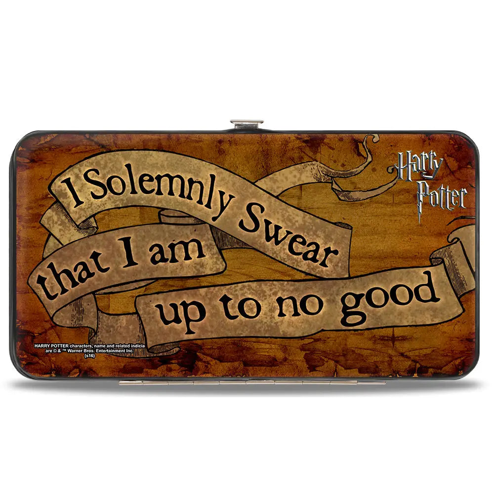 Hinged Wallet - Harry Potter I SOLEMNLY SWEAR THAT I AM UP TO NO GOOD Banner Tan Black Hinged Wallets