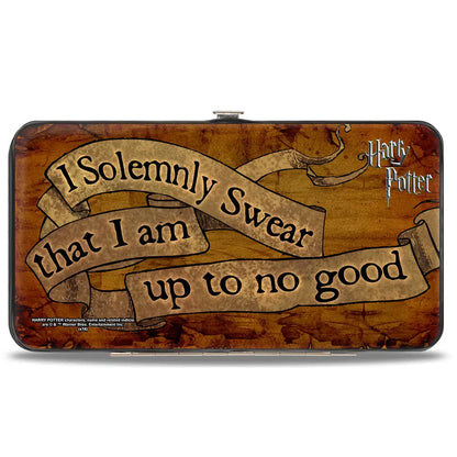 Hinged Wallet - Harry Potter I SOLEMNLY SWEAR THAT I AM UP TO NO GOOD Banner Tan Black Hinged Wallets