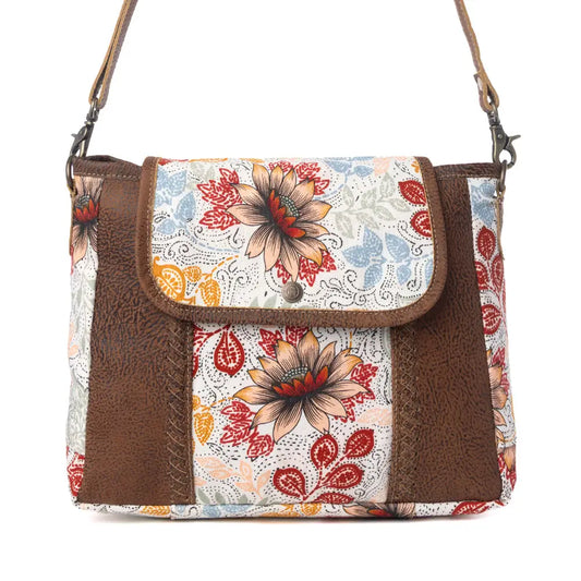 Myra Oakline Cotton & Leather Shoulder Bag in Powder Brown - Powder Brown - Bags