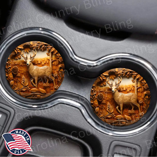 Oh Deer Brown Car Coaster