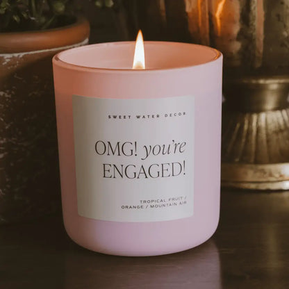 Omg! You’re Engaged! Soy Candle - Pink Matte Jar - 15 oz - Candles