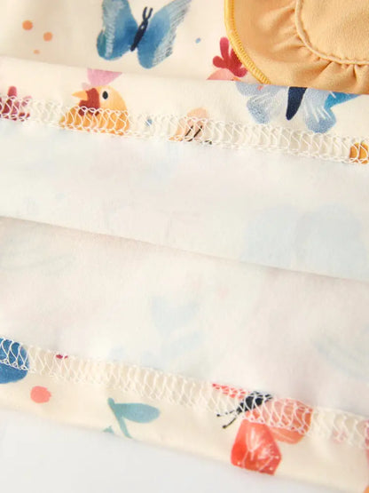 Charming Chicken & Butterfly Girls Dress with Cute Ruffled Pockets Dress
