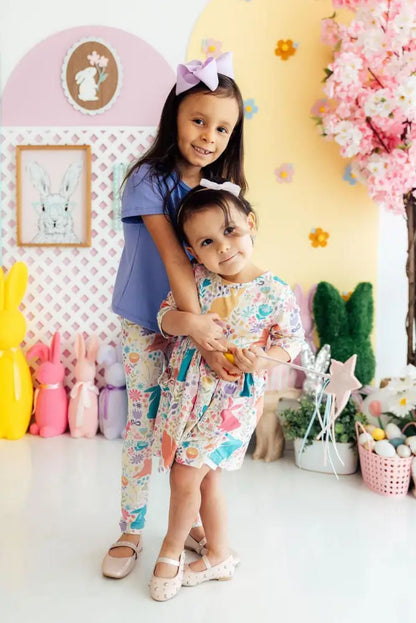 Pastel Floral Bunnies Leggings - Leggings