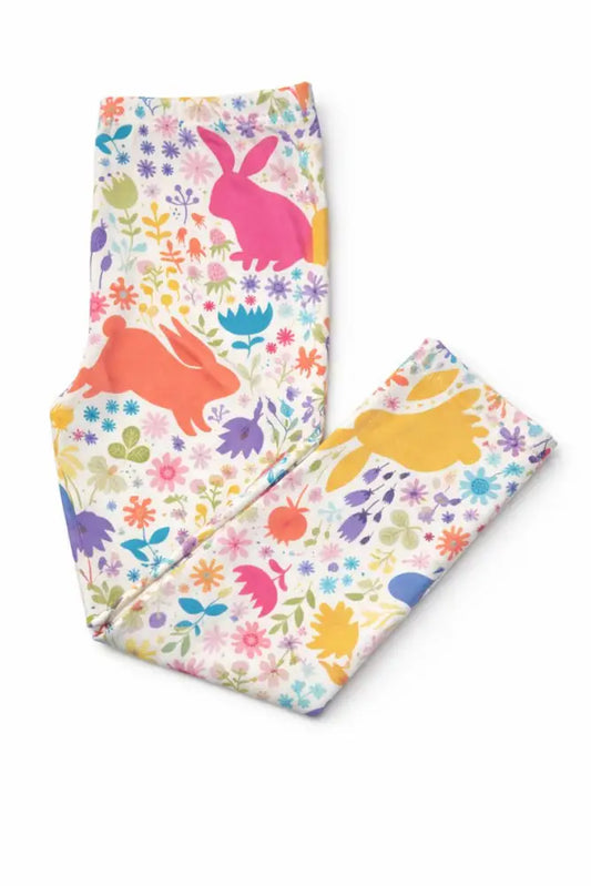 Pastel Floral Bunnies Leggings - Leggings