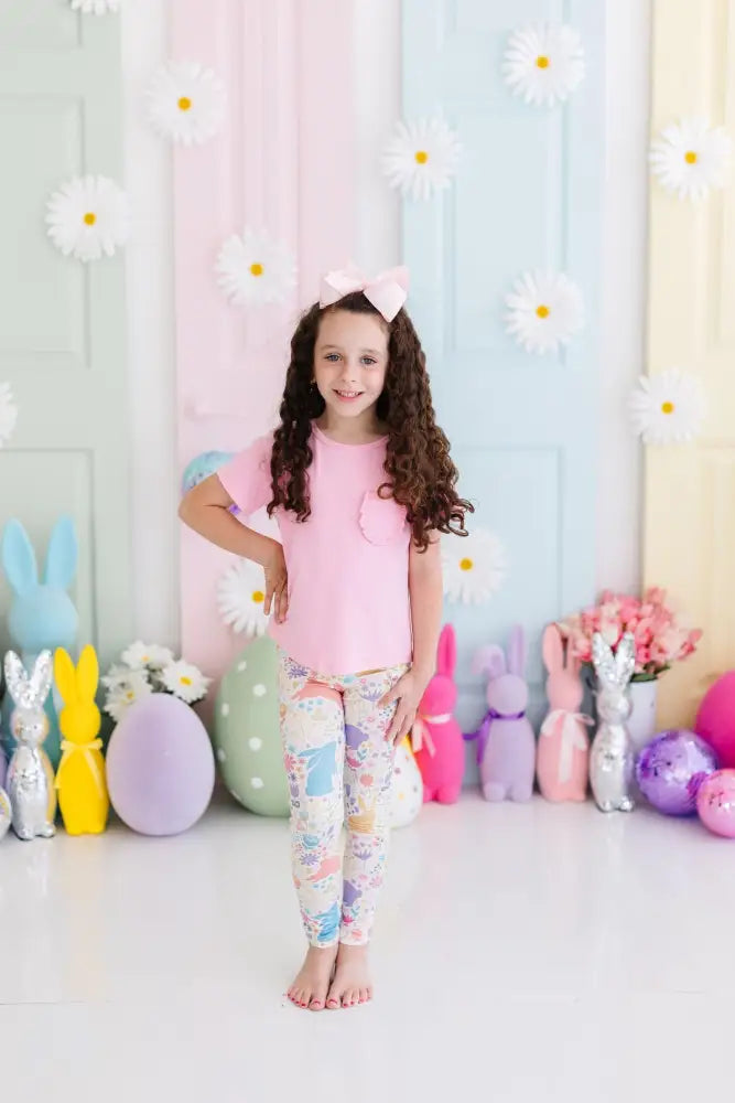 Pastel Floral Bunnies Leggings - Leggings
