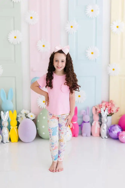Pastel Floral Bunnies Leggings - Leggings