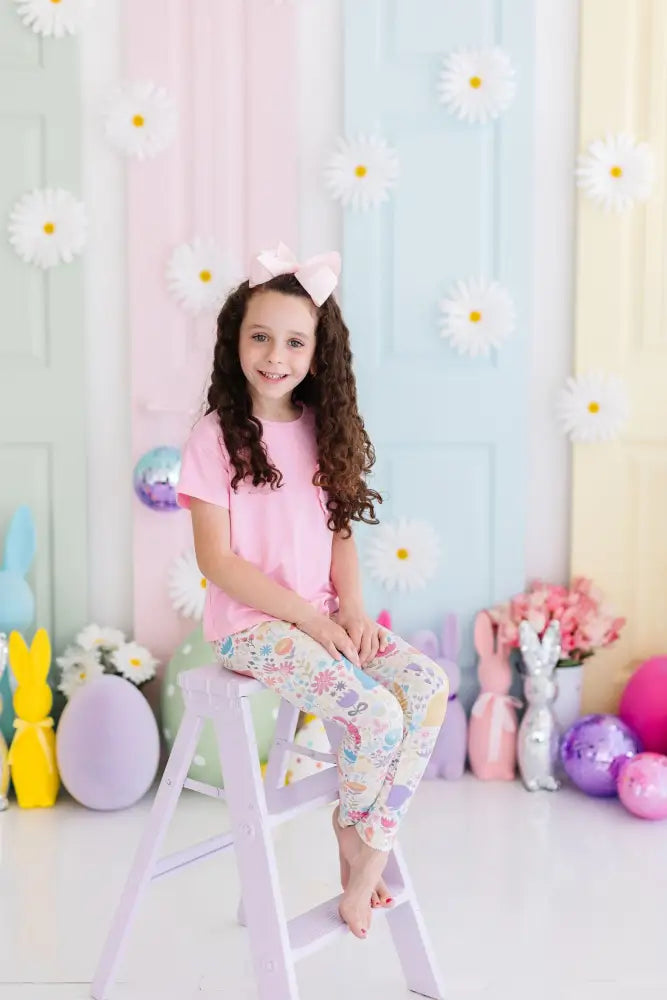 Pastel Floral Bunnies Leggings - Leggings