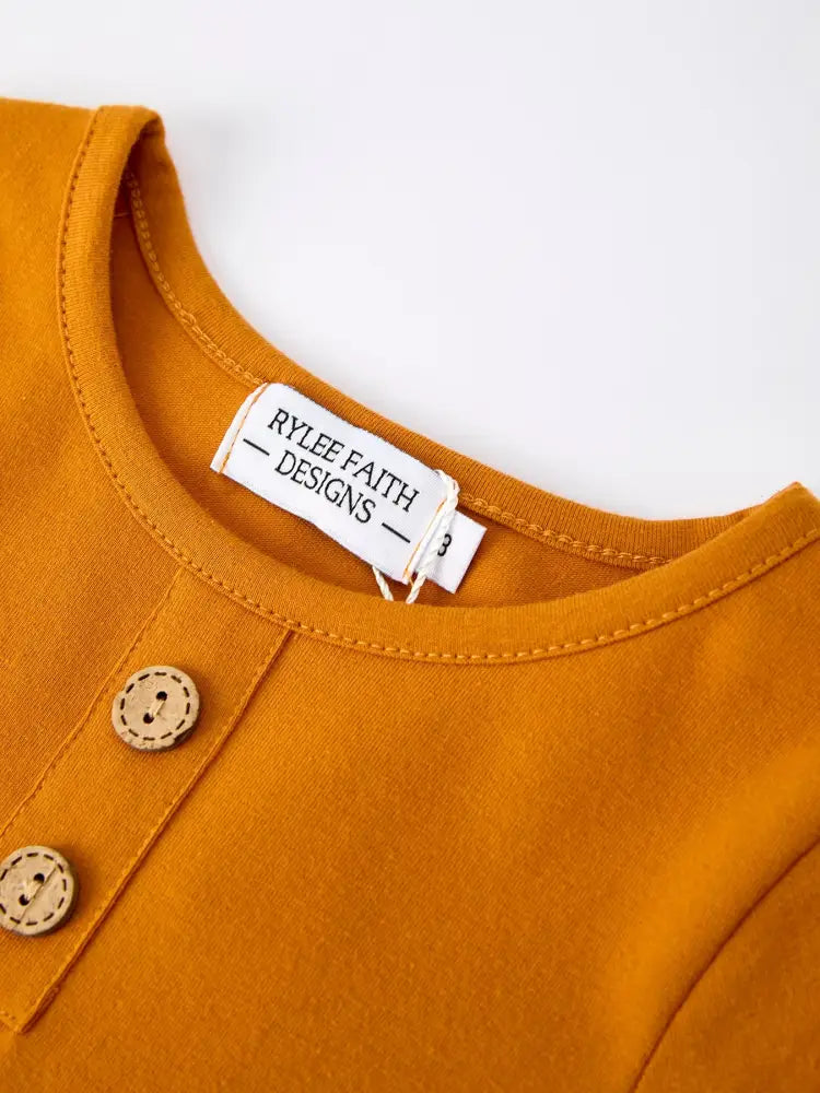 Autumn Patchwork Floral & Plaid Long Sleeve Girls Dress Dress