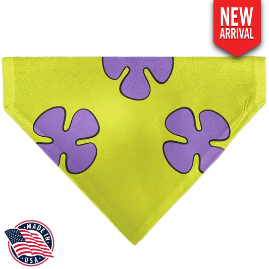 Pet Bandana - Patrick Star Shorts Flower Icon Green/Lavender - Pet Bandanas