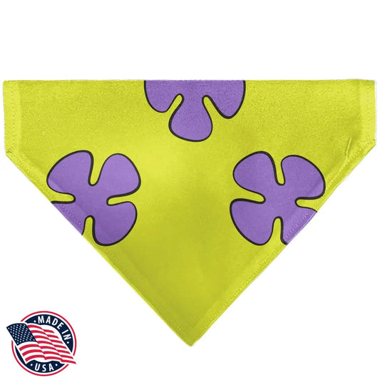 Pet Bandana - Patrick Star Shorts Flower Icon Green/Lavender - Pet Bandanas