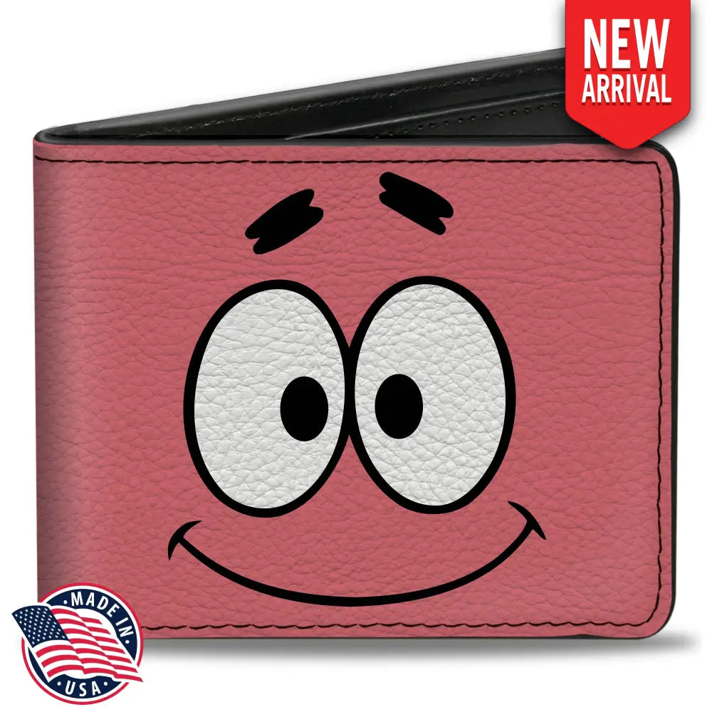 Bi-Fold Wallet - SpongeBob SquarePants Patrick Star TARTAR SAUCE Face Close-Up Pink Bi-Fold Wallets