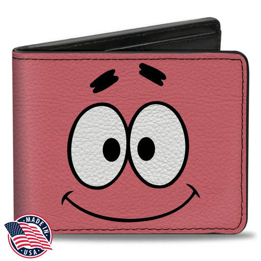 Bi-Fold Wallet - SpongeBob SquarePants Patrick Star TARTAR SAUCE Face Close-Up Pink Bi-Fold Wallets