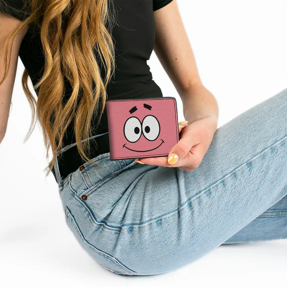 Bi-Fold Wallet - SpongeBob SquarePants Patrick Star TARTAR SAUCE Face Close-Up Pink Bi-Fold Wallets