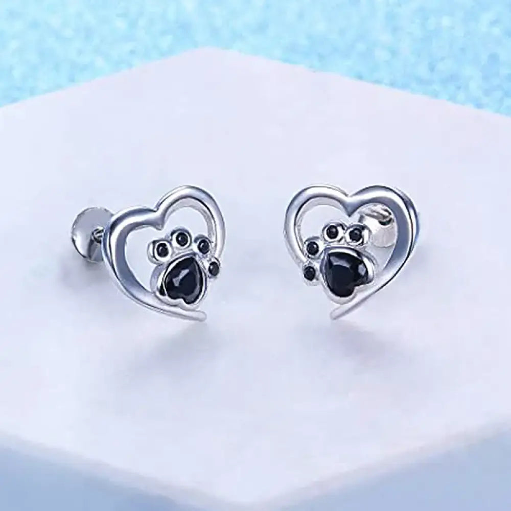Paw-fect Love – Black Earrings