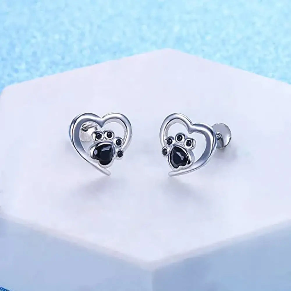 Paw-fect Love – Black Earrings