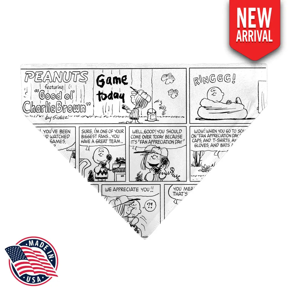 Pet Bandana - PEANUTS Good Ol Charlie Brown Comic Scene Blocks White/Black Pet Bandanas