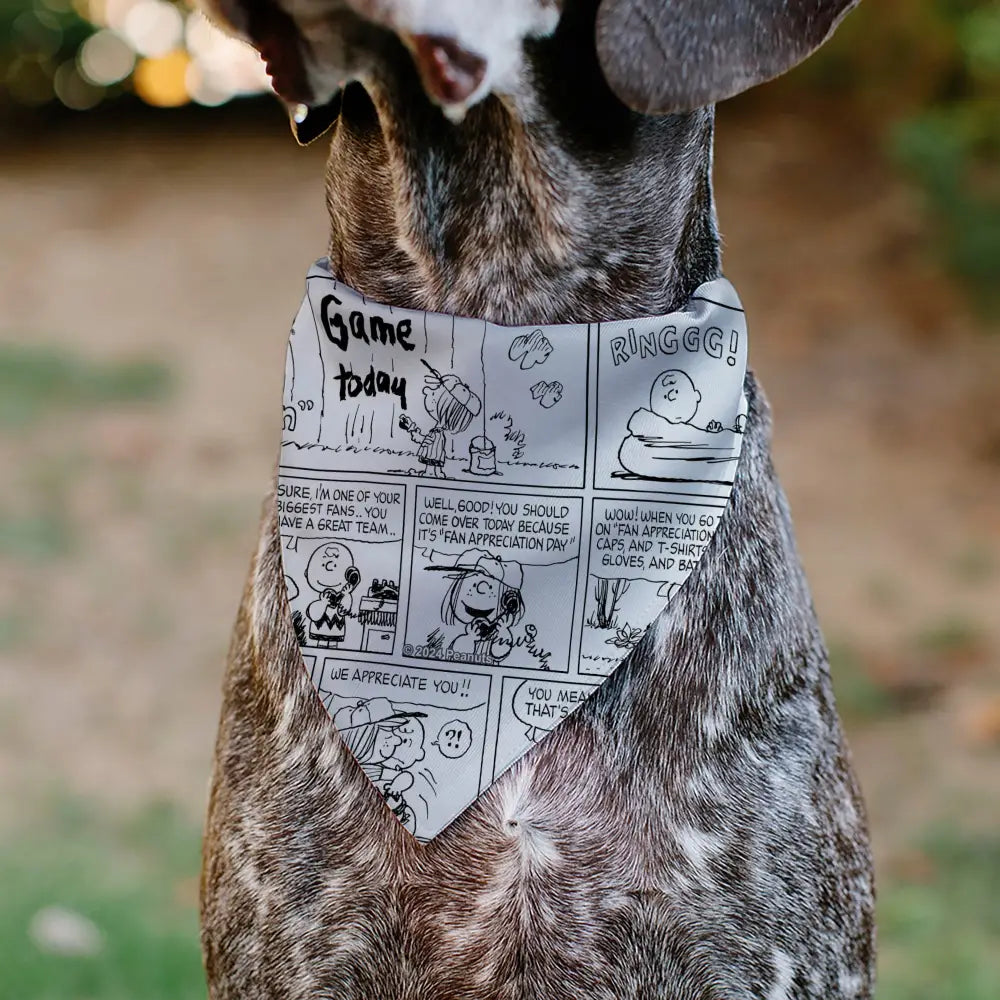 Pet Bandana - PEANUTS Good Ol Charlie Brown Comic Scene Blocks White/Black Pet Bandanas