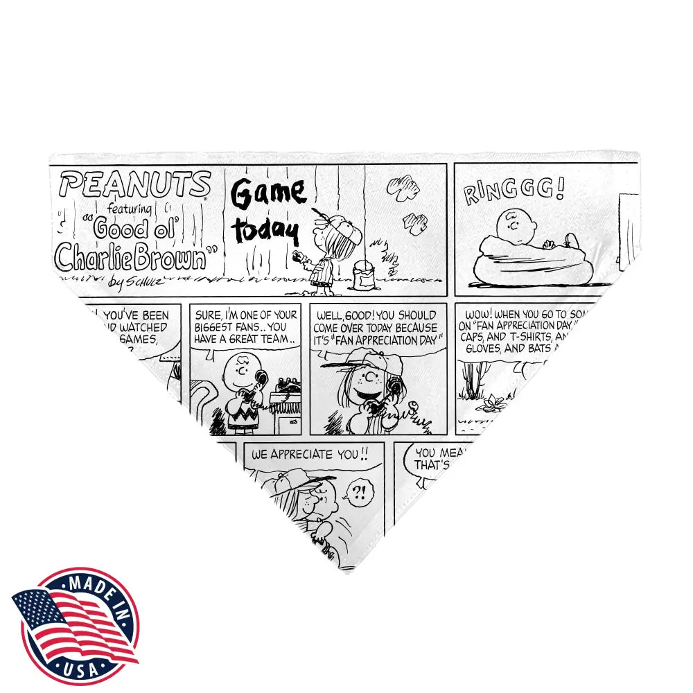 Pet Bandana - PEANUTS Good Ol Charlie Brown Comic Scene Blocks White/Black Pet Bandanas