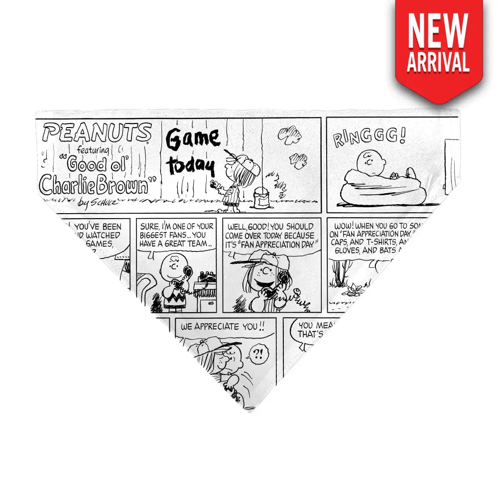 Pet Bandana - PEANUTS Good Ol Charlie Brown Comic Scene Blocks White/Black Pet Bandanas
